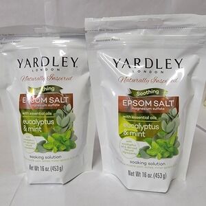 Yardley London Eucalyptus Mint Epsom Salt 2 x 16oz Bags Magnesium‎ Bath Soak